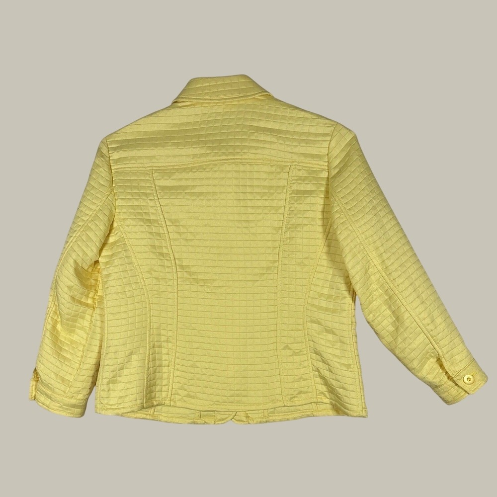 Harve Benard Yellow Quilted Grid Button Front Jacket Womens 12 Benard Holtzman - Picture 2 of 4
